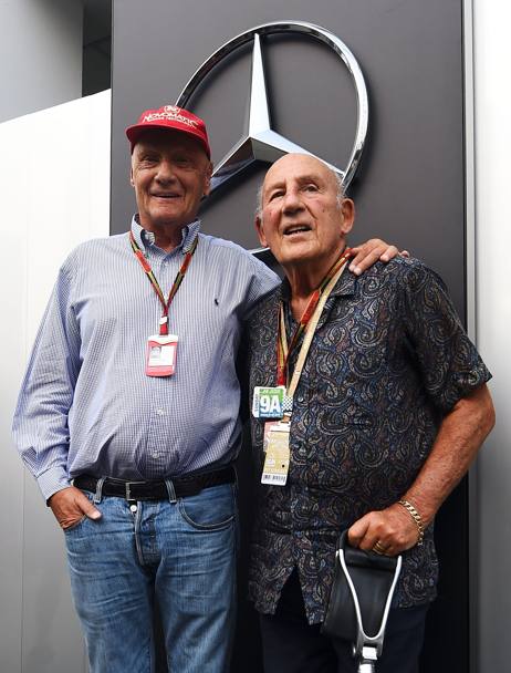 Niki Lauda e Stirling Moss, due miti della F.1. Afp